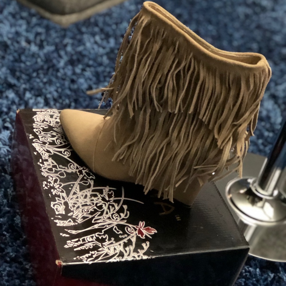 Liliana Creme Wedge Bootie